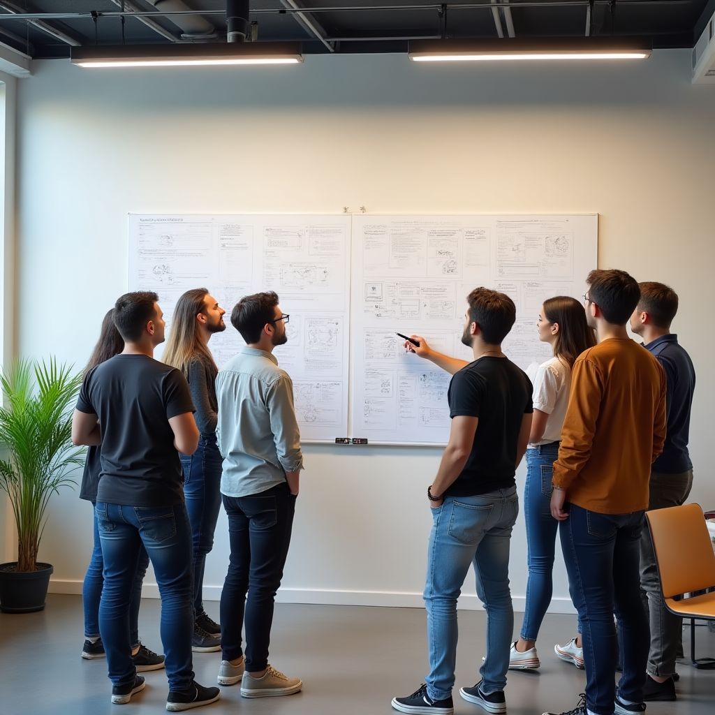 Equipo colaborando en la definición de un producto