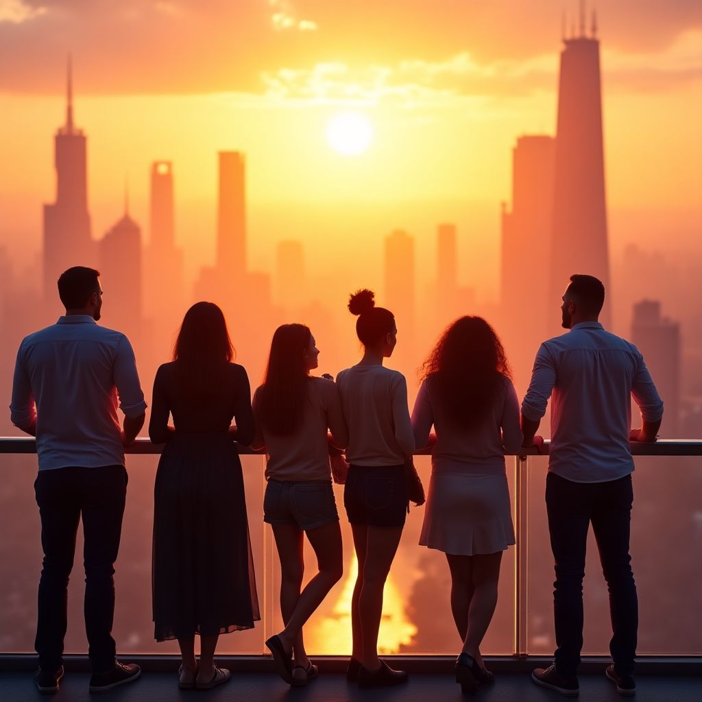 Equipo de Recurser mirando hacia el horizonte de la ciudad